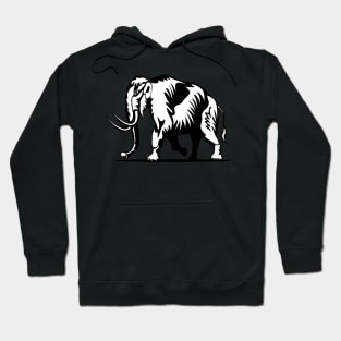 Woolly Mammoth Side View Woodcut Hoodie